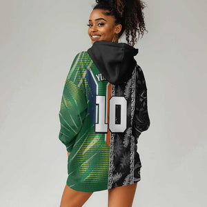 Custom Aotearoa South Africa Rugby Freedom Cup Hoodie Dress Maori Silver Fern Art and Sporty Flag SA - African Pride