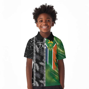 Custom Aotearoa South Africa Rugby Freedom Cup Kid Polo Shirt Maori Silver Fern Art and Sporty Flag SA - African Pride