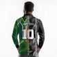 Custom Aotearoa South Africa Rugby Freedom Cup Long Sleeve Polo Shirt Maori Silver Fern Art and Sporty Flag SA - African Pride