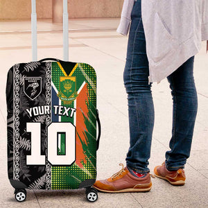 Custom Aotearoa South Africa Rugby Freedom Cup Luggage Cover Maori Silver Fern Art and Sporty Flag SA - African Pride