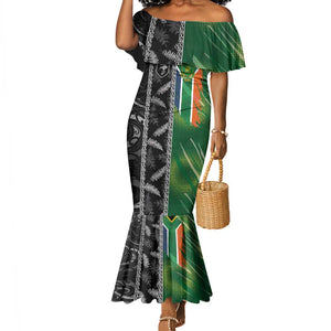 Custom Aotearoa South Africa Rugby Freedom Cup Mermaid Dress Maori Silver Fern Art and Sporty Flag SA - African Pride
