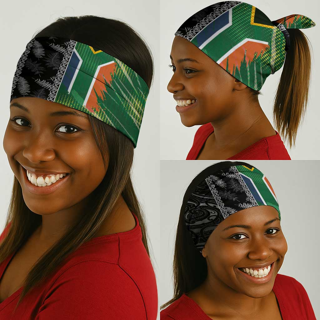 Aotearoa South Africa Rugby Freedom Cup Neck Gaiter Maori Silver Fern Art and Sporty Flag SA - African Pride