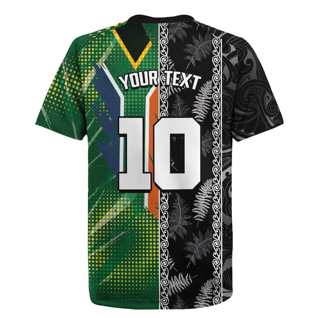 Custom Aotearoa South Africa Rugby Freedom Cup Rugby Jersey Maori Silver Fern Art and Sporty Flag SA - African Pride
