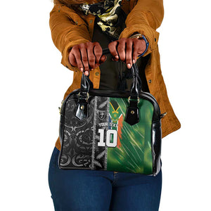 Custom Aotearoa South Africa Rugby Freedom Cup Shoulder Handbag Maori Silver Fern Art and Sporty Flag SA - African Pride
