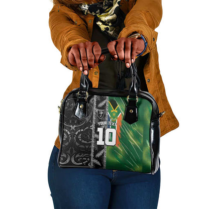 Custom Aotearoa South Africa Rugby Freedom Cup Shoulder Handbag Maori Silver Fern Art and Sporty Flag SA - African Pride