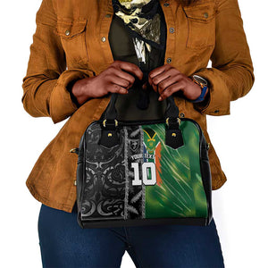 Custom Aotearoa South Africa Rugby Freedom Cup Shoulder Handbag Maori Silver Fern Art and Sporty Flag SA - African Pride