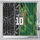 Custom Aotearoa South Africa Rugby Freedom Cup Shower Curtain Maori Silver Fern Art and Sporty Flag SA - African Pride
