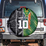 Custom Aotearoa South Africa Rugby Freedom Cup Spare Tire Cover Maori Silver Fern Art and Sporty Flag SA - African Pride