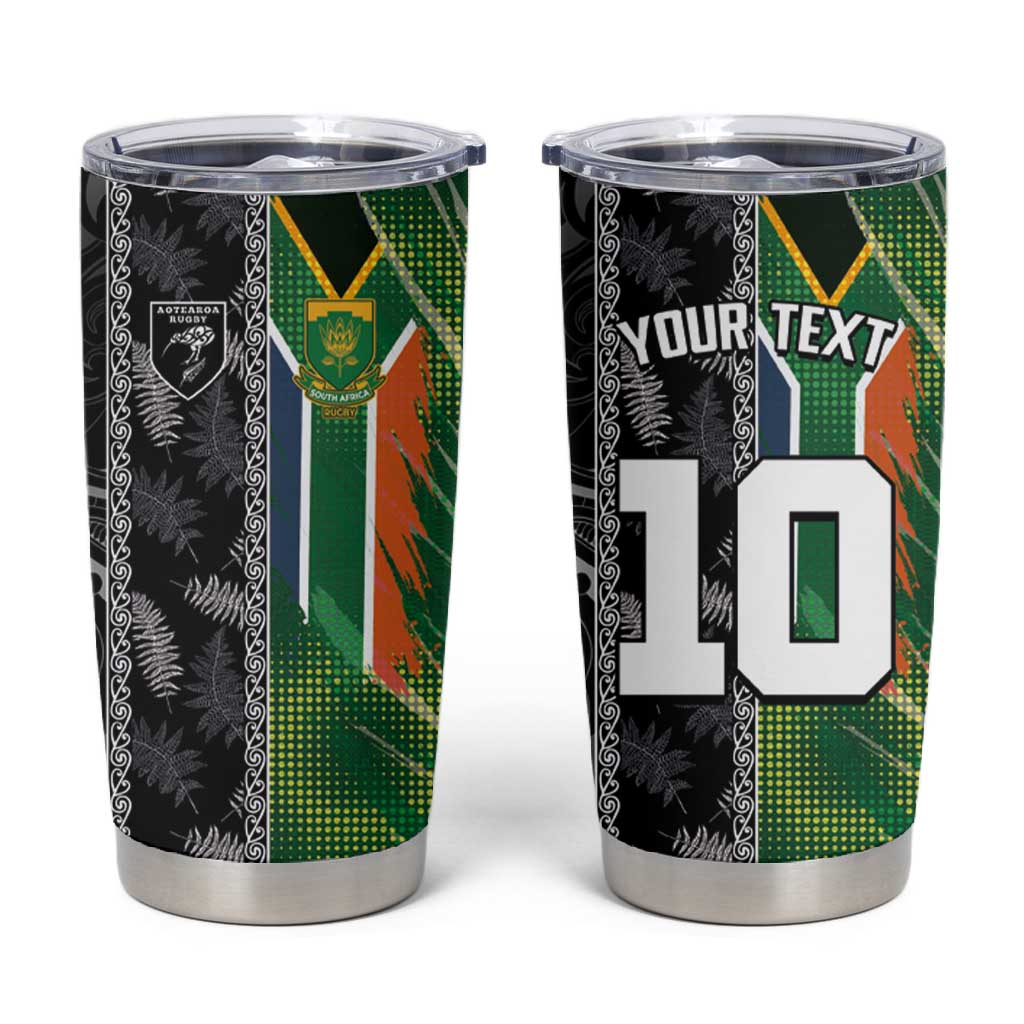 Custom Aotearoa South Africa Rugby Freedom Cup Tumbler Cup Maori Silver Fern Art and Sporty Flag SA - African Pride
