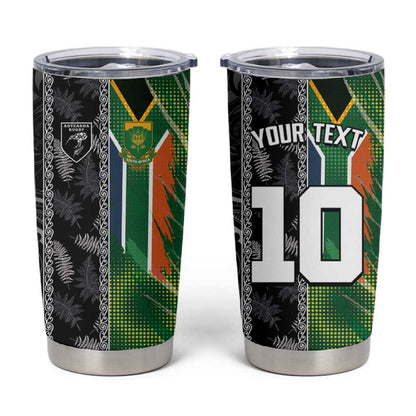 Custom Aotearoa South Africa Rugby Freedom Cup Tumbler Cup Maori Silver Fern Art and Sporty Flag SA - African Pride