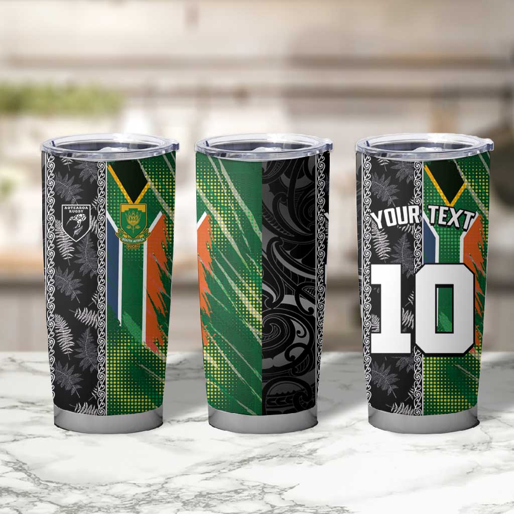 Custom Aotearoa South Africa Rugby Freedom Cup Tumbler Cup Maori Silver Fern Art and Sporty Flag SA - African Pride