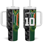 Custom Aotearoa South Africa Rugby Freedom Cup Tumbler With Handle Maori Silver Fern Art and Sporty Flag SA - African Pride