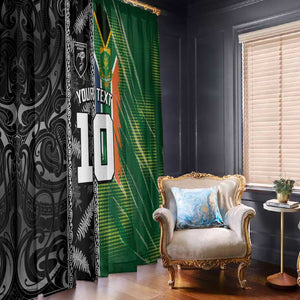Custom Aotearoa South Africa Rugby Freedom Cup Window Curtain Maori Silver Fern Art and Sporty Flag SA - African Pride