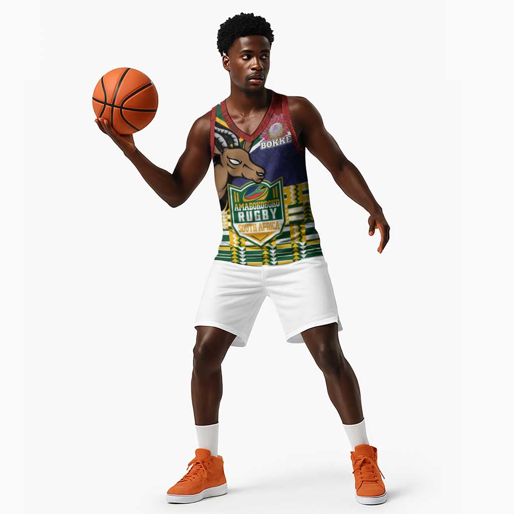 South Africa Rugby Basketball Jersey Go Bokke-Amabokoboko Spirit - African Pride