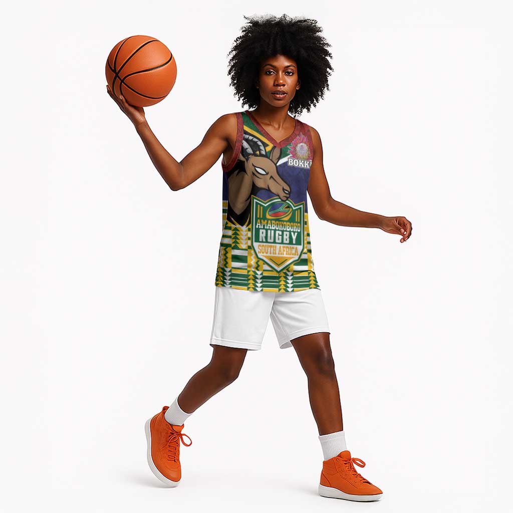 South Africa Rugby Basketball Jersey Go Bokke-Amabokoboko Spirit - African Pride