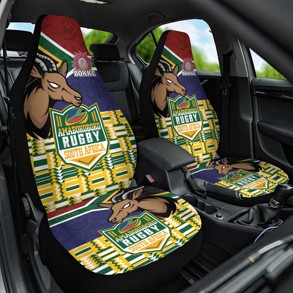 South Africa Rugby Car Seat Cover Go Bokke-Amabokoboko Spirit - African Pride