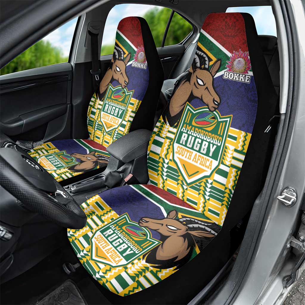 South Africa Rugby Car Seat Cover Go Bokke-Amabokoboko Spirit - African Pride