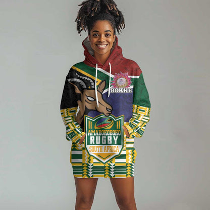 South Africa Rugby Hoodie Dress Go Bokke-Amabokoboko Spirit - African Pride