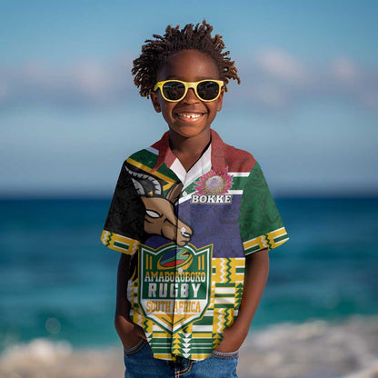 South Africa Rugby Kid Hawaiian Shirt Go Bokke-Amabokoboko Spirit - African Pride