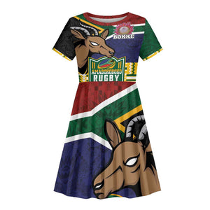 South Africa Rugby Kid Short Sleeve Dress Go Bokke-Amabokoboko Spirit - African Pride