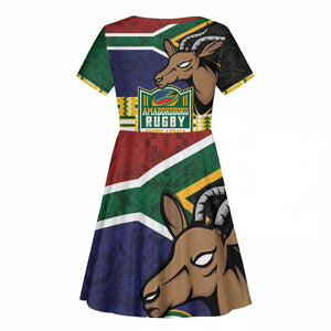 South Africa Rugby Kid Short Sleeve Dress Go Bokke-Amabokoboko Spirit - African Pride