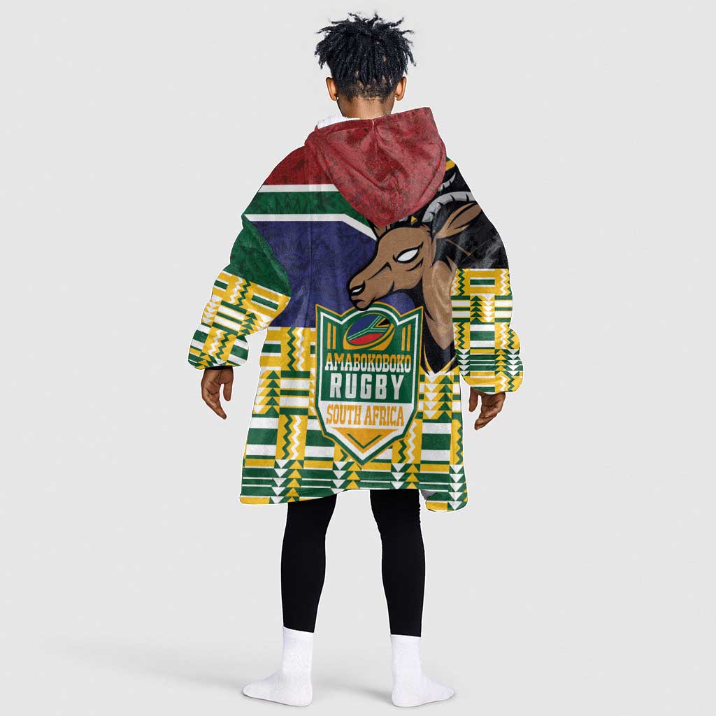 South Africa Rugby Kid Wearable Blanket Hoodie Go Bokke-Amabokoboko Spirit - African Pride