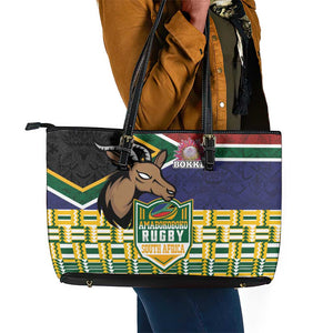 South Africa Rugby Leather Tote Bag Go Bokke-Amabokoboko Spirit - African Pride