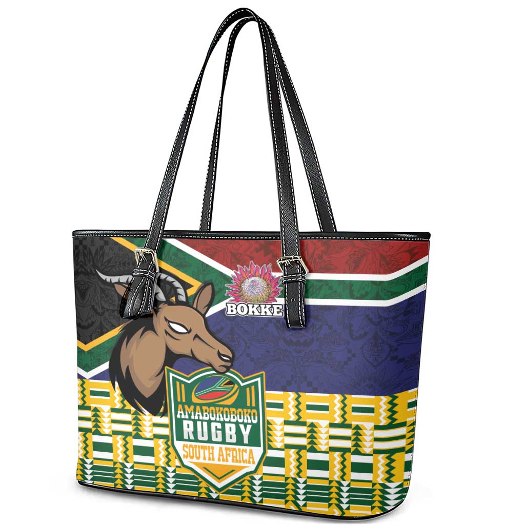 South Africa Rugby Leather Tote Bag Go Bokke-Amabokoboko Spirit - African Pride