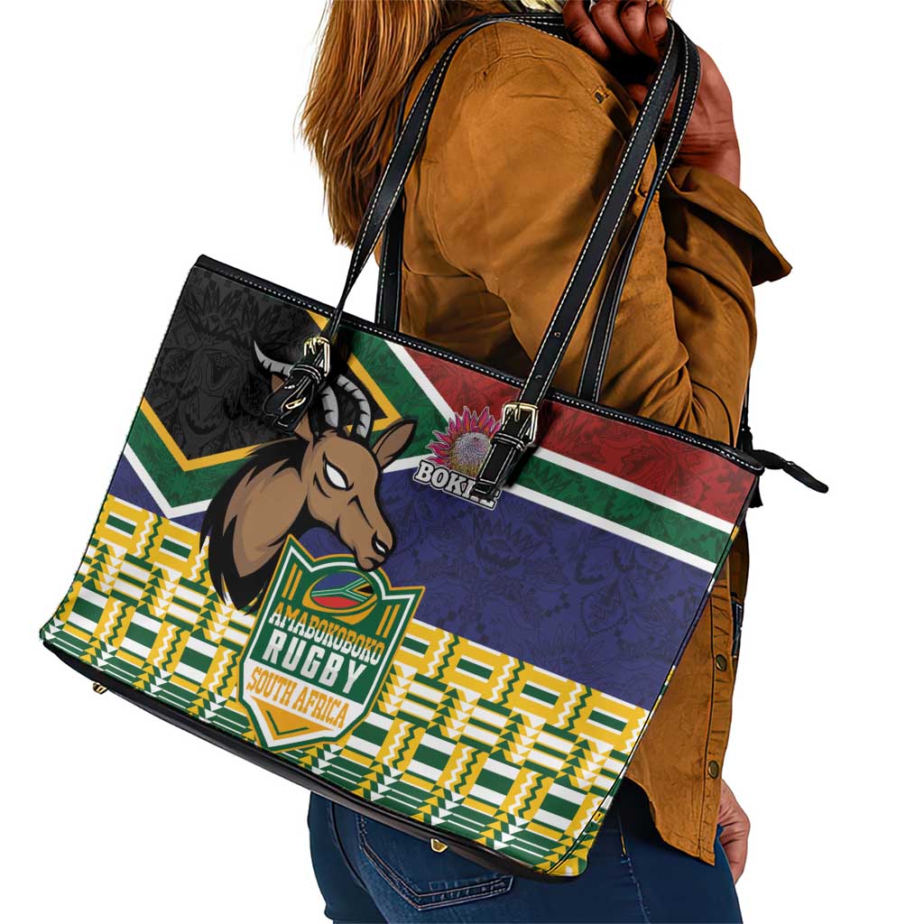 South Africa Rugby Leather Tote Bag Go Bokke-Amabokoboko Spirit - African Pride