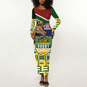 South Africa Rugby Long Sleeve Bodycon Dress Go Bokke-Amabokoboko Spirit - African Pride