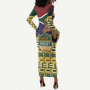 South Africa Rugby Long Sleeve Bodycon Dress Go Bokke-Amabokoboko Spirit - African Pride