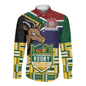 South Africa Rugby Long Sleeve Button Shirt Go Bokke-Amabokoboko Spirit - African Pride