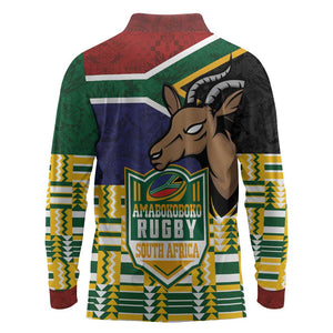 South Africa Rugby Long Sleeve Polo Shirt Go Bokke-Amabokoboko Spirit - African Pride