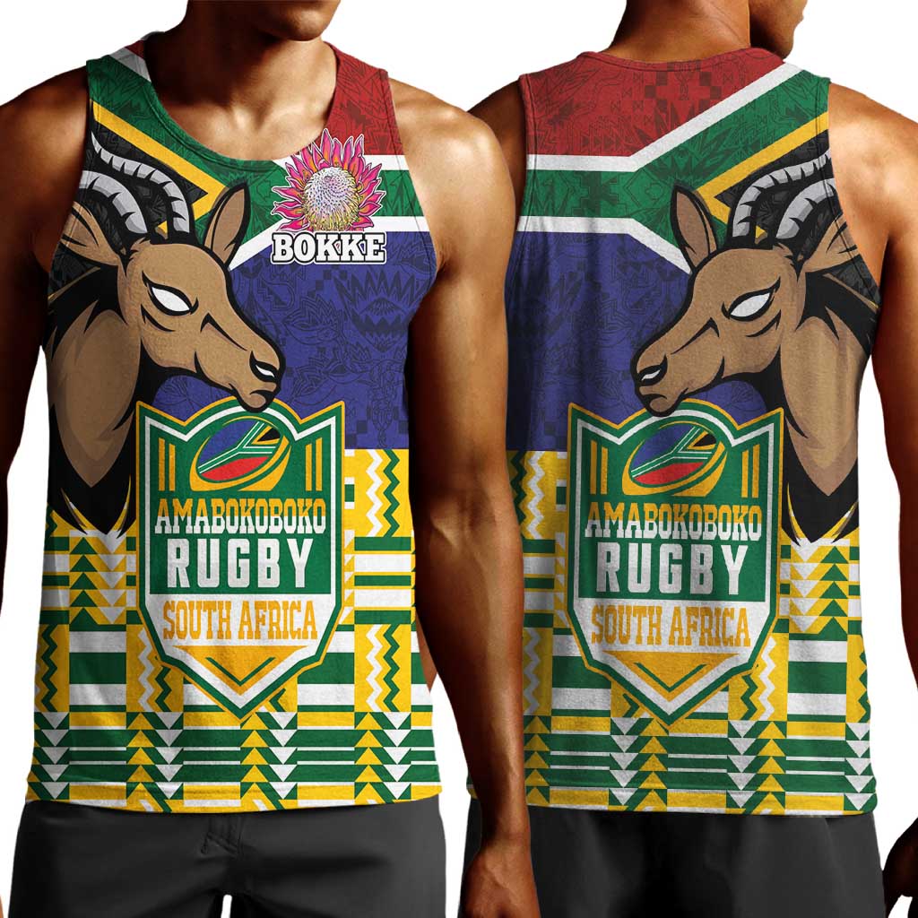 South Africa Rugby Men Tank Top Go Bokke-Amabokoboko Spirit - African Pride