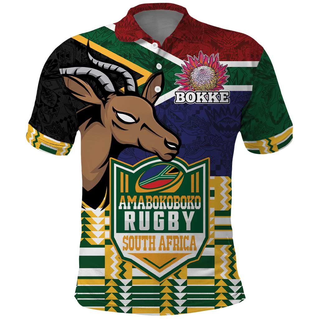South Africa Rugby Polo Shirt Go Bokke-Amabokoboko Spirit - African Pride