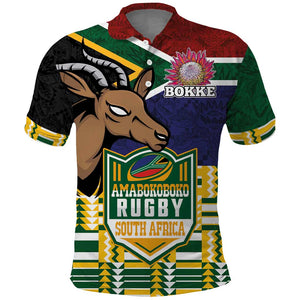 South Africa Rugby Polo Shirt Go Bokke-Amabokoboko Spirit - African Pride