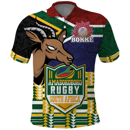 South Africa Rugby Polo Shirt Go Bokke-Amabokoboko Spirit - African Pride