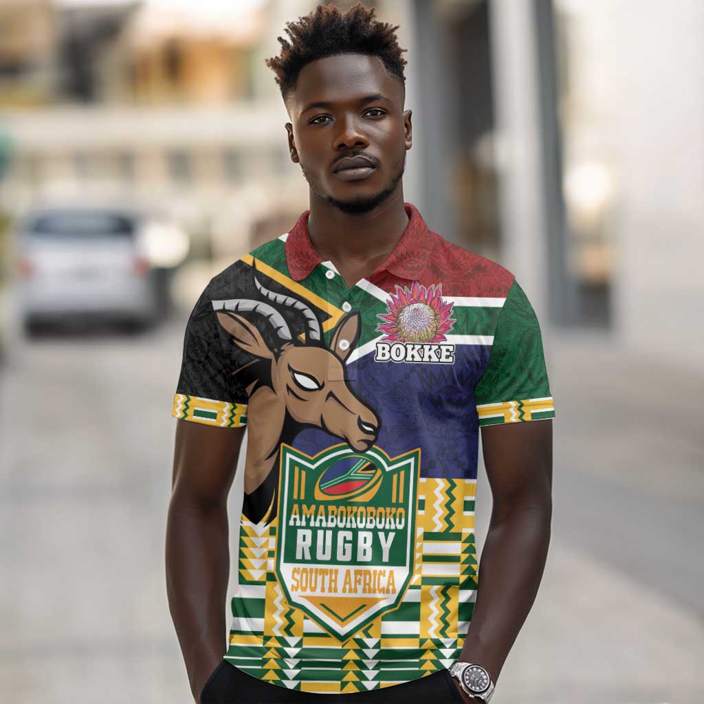 South Africa Rugby Polo Shirt Go Bokke-Amabokoboko Spirit - African Pride