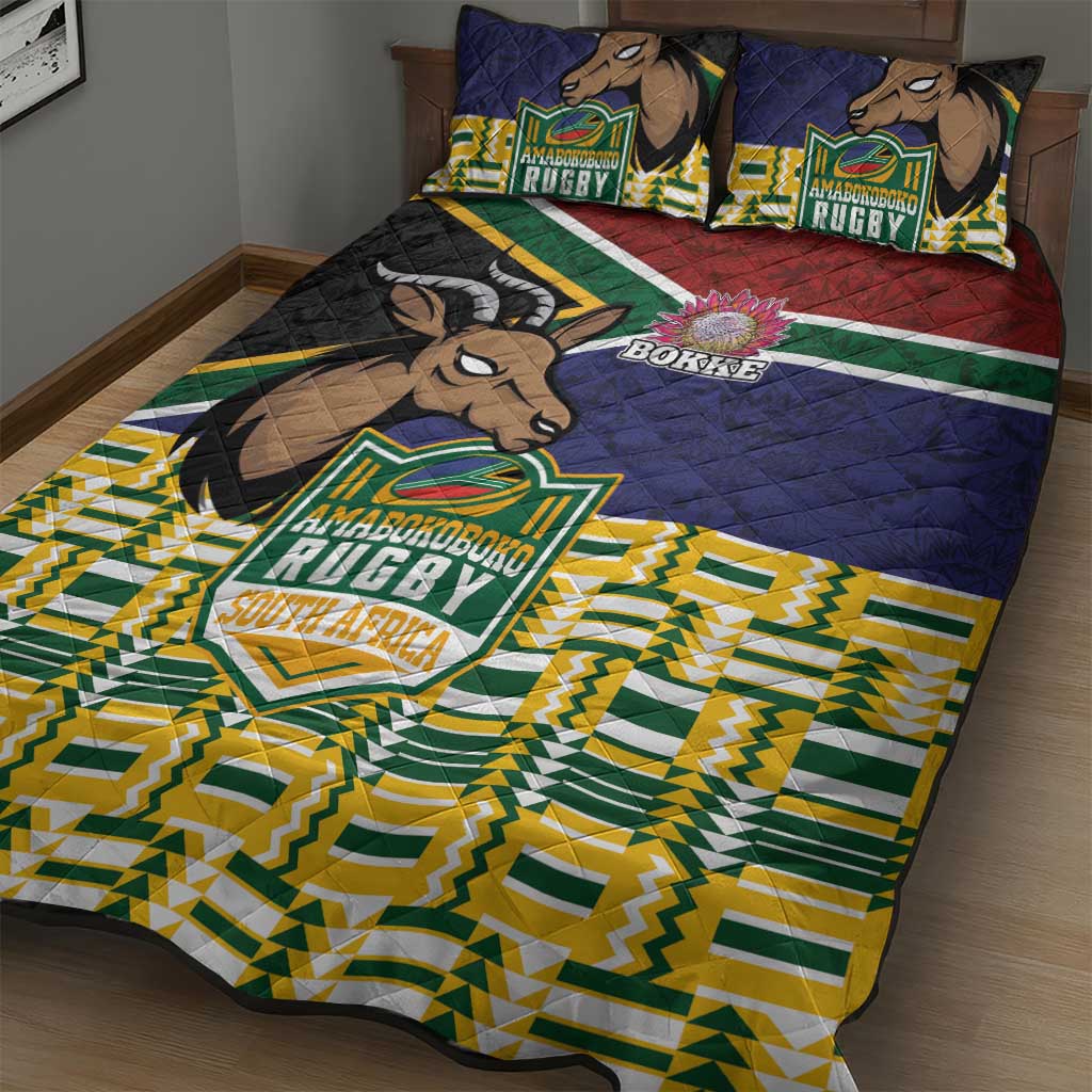 South Africa Rugby Quilt Bed Set Go Bokke-Amabokoboko Spirit - African Pride
