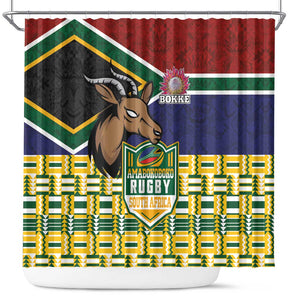 South Africa Rugby Shower Curtain Go Bokke-Amabokoboko Spirit - African Pride