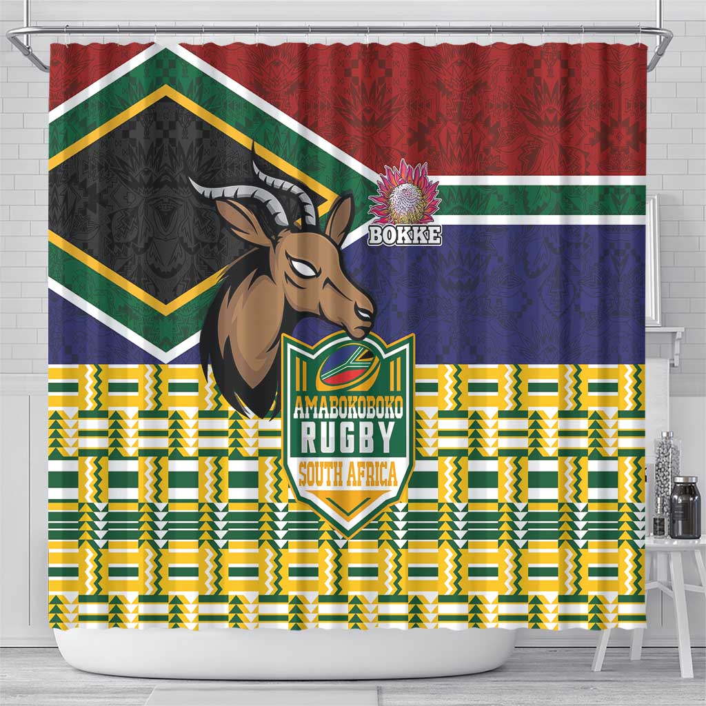 South Africa Rugby Shower Curtain Go Bokke-Amabokoboko Spirit - African Pride