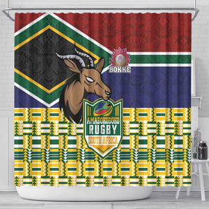 South Africa Rugby Shower Curtain Go Bokke-Amabokoboko Spirit - African Pride