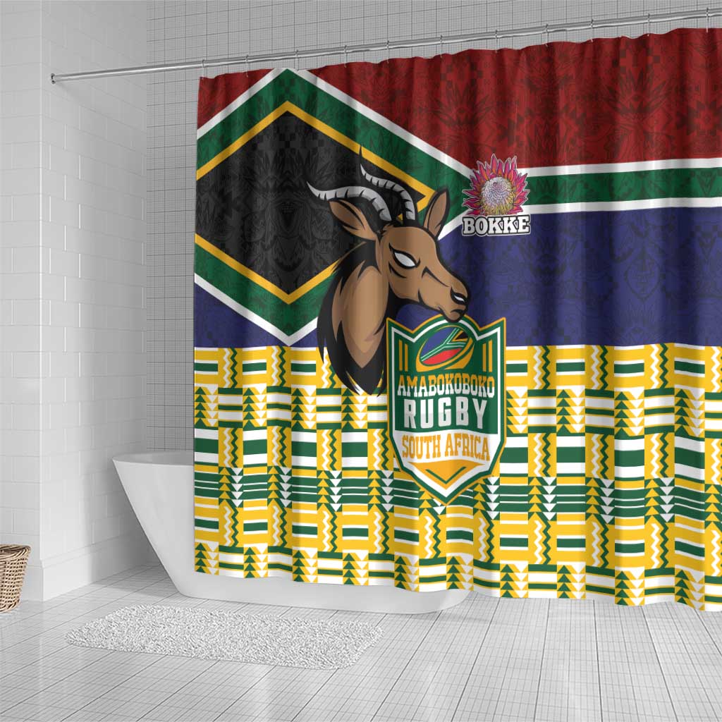 South Africa Rugby Shower Curtain Go Bokke-Amabokoboko Spirit - African Pride