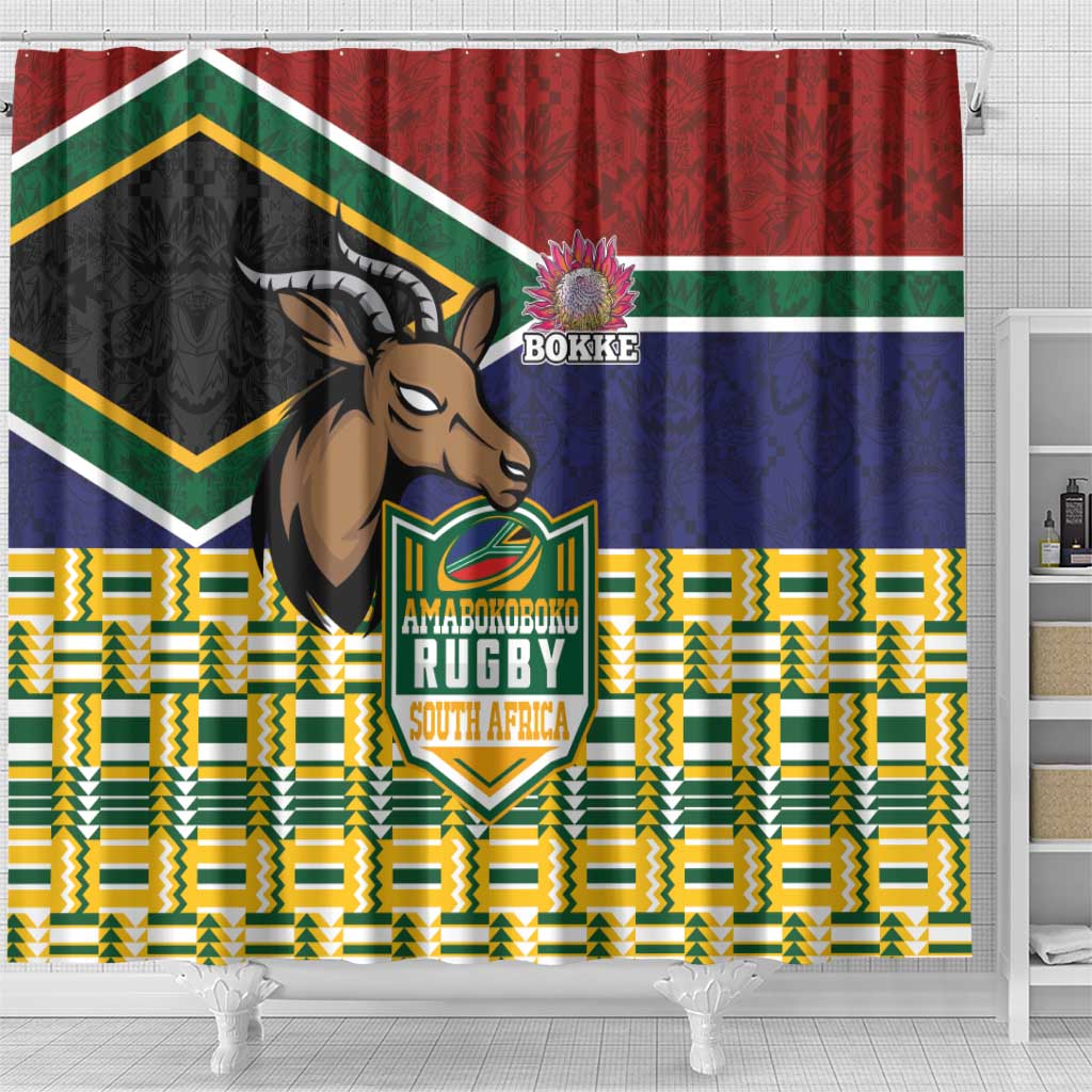 South Africa Rugby Shower Curtain Go Bokke-Amabokoboko Spirit - African Pride