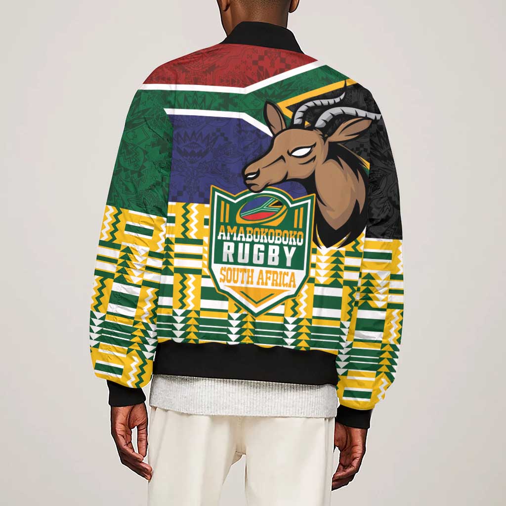 South Africa Rugby Sleeve Zip Bomber Jacket Go Bokke-Amabokoboko Spirit - African Pride