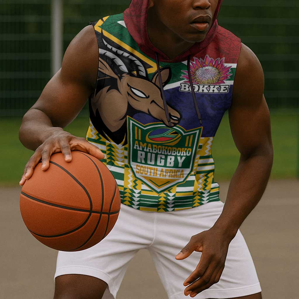 South Africa Rugby Sleeveless Hoodie Go Bokke-Amabokoboko Spirit - African Pride