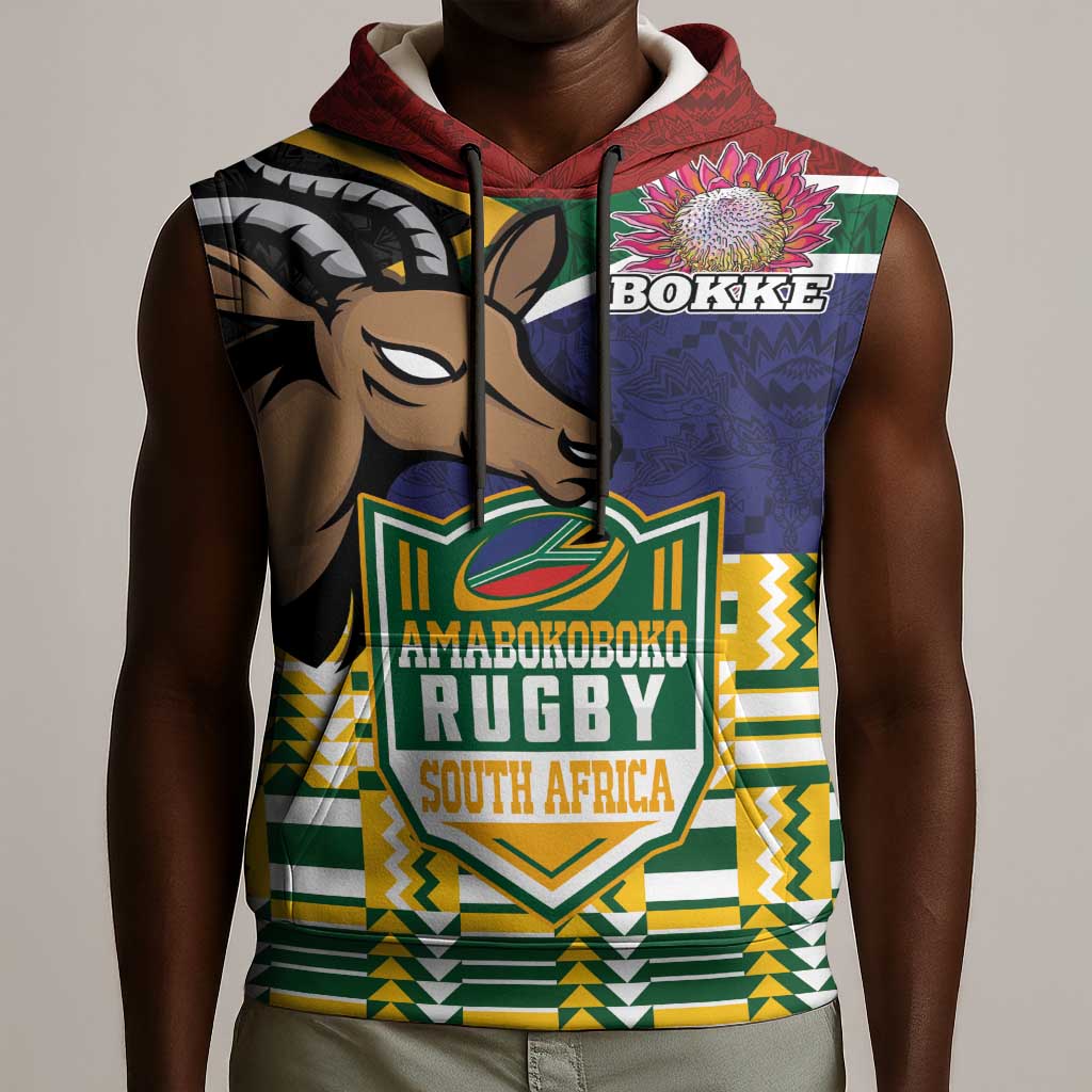 South Africa Rugby Sleeveless Hoodie Go Bokke-Amabokoboko Spirit - African Pride
