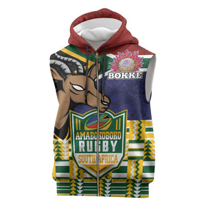 South Africa Rugby Sleeveless Zip Hoodie Go Bokke-Amabokoboko Spirit - African Pride