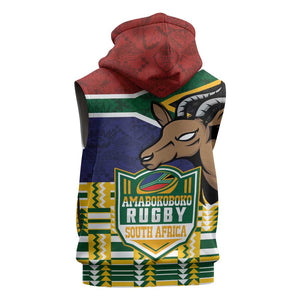 South Africa Rugby Sleeveless Zip Hoodie Go Bokke-Amabokoboko Spirit - African Pride
