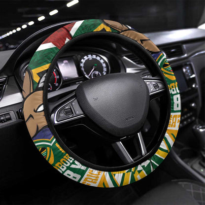South Africa Rugby Steering Wheel Cover Go Bokke-Amabokoboko Spirit - African Pride